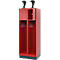 Vestiaire pompiers C+P Evolo Youngster, 2 compartiments, avec porte-casque, avec socle, L 600 x P 500 x H 1630 mm, RAL 3000 rouge feu/RAL 7016 gris anthracite