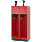Vestiaire pompiers C+P Evolo Youngster, 2 compartiments, avec porte-casque, avec socle, L 800 x P 500 x H 1630 mm, RAL 3000 rouge feu/RAL 7016 gris anthracite