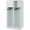 Vestiaire pompiers C+P Evolo Youngster, 2 compartiments, sans porte-casque, patins au sol, L 800 x P 500 x H 1530 mm, gris clair RAL 7035