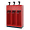 Vestiaire pompiers C+P Evolo Youngster, 3 compartiments, avec porte-casque, avec socle, L 1200 x P 500 x H 1630 mm, RAL 3000 rouge feu/RAL 7016 gris anthracite