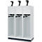 Vestiaire pompiers C+P Evolo Youngster, 3 compartiments, avec porte-casque, avec socle, L 1200 x P 500 x H 1630 mm, RAL 7035 gris clair/RAL 7016 gris anthracite