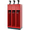 Vestiaire pompiers C+P Evolo Youngster, 3 compartiments, avec porte-casque, avec socle, L 900 x P 500 x H 1630 mm, RAL 3000 rouge feu/RAL 7016 gris anthracite