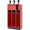 Vestiaire pompiers C+P Evolo Youngster, 3 compartiments, avec porte-casque, avec socle, L 900 x P 500 x H 1630 mm, RAL 3000 rouge feu/RAL 7016 gris anthracite
