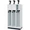 Vestiaire pompiers C+P Evolo Youngster, 3 compartiments, avec porte-casque, avec socle, L 900 x P 500 x H 1630 mm, RAL 7035 gris clair/RAL 7016 gris anthracite