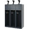 Vestiaire pompiers C+P Evolo Youngster, 3 compartiments, avec porte-casque, patins de sol, L 1200 x P 500 x H 1530 mm, RAL 7016 gris anthracite