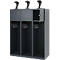Vestiaire pompiers C+P Evolo Youngster, 3 compartiments, avec porte-casque, patins de sol, L 1200 x P 500 x H 1530 mm, RAL 7016 gris anthracite