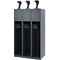 Vestiaire pompiers C+P Evolo Youngster, 3 compartiments, avec porte-casque, patins de sol, L 900 x P 500 x H 1530 mm, RAL 7016 gris anthracite