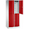 Vestiaire Resisto de C+P, 2 compartiments, 4 casiers, L 772 x P 540 x H 1950 mm, gris clair/bleu gentiane