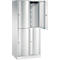 Vestiaire Resisto de C+P, 2 compartiments, 4 casiers, L 772 x P 540 x H 1950 mm, gris clair/vert clown