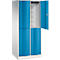 Vestiaire Resisto de C+P, 2 compartiments, 4 casiers, L 772 x P 640 x H 1950 mm, gris clair/bleu clair