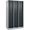 Vestiaire Resisto de C+P, 3 compartiments, 6 casiers, L 1148 x P 640 x H 1950 mm, alu blanc/gris anthracite