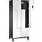 Vestiaire Z Cambio de C+P, 2 compartiments, sur pieds, L 800 x P 525 x H 1980 mm, gris noir/blanc