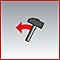 Hammer mit rotem Pfeil, der auf die Drehung hinweist.