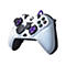 Weiß-grauer Xbox-Controller mit lila Akzenten. Aufschrift Gambit.