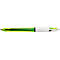 Vierkleurenbalpen BIC® 4 Colours® Fluo, onuitwisbaar, 0,4 mm, incl. neongeel om te highlighten