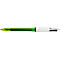 Vierkleurenbalpen BIC® 4 Colours® Fluo, onuitwisbaar, 0,4 mm, incl. neongeel om te highlighten