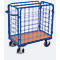Vierwandige wagen, staal/MDF-plaat, decor gentiaanblauw/beuken, L 850 x B 500 mm, max. belasting 925 mm, inhaakbare zijwanden, EasySTOP, tot 400 kg