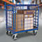 Vierwandige wagen, staal/MDF-plaat, decor gentiaanblauw/beuken, L 850 x B 500 mm, max. belasting 925 mm, inhaakbare zijwanden, EasySTOP, tot 400 kg