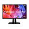 Moniteur ViewSonic ColorPro 32 pouces. L'écran affiche un motif abstrait coloré. Les logos et le texte sont clairement visibles.