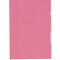 A pink document folder against a neutral background. There are transparent tabs on the right for filing.
