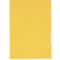 Yellow folder, front view. On the right side with transparent, crescent-shaped cutouts.