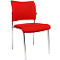 Red chair with chrome frame, standing against a white background.