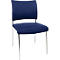 Blue chair with chrome legs. The seat and backrest are padded.