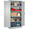 Vleugeldeurkast - staal - B 916 x D 422 x H 1950 mm - 5 OH - 4 legborden - afsluitbaar - lichtgrijs RAL 7035