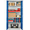 Vleugeldeurkast - staal - B 950 x D 400 x H 1935 mm - 5 HC - 4 legborden - afsluitbaar - lichtgrijs RAL 7035/gentiaanblauw RAL 5010 - ons merk Schäfer Shop Pure
