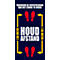 Voetmat “Afstand houden”, polyamide/vinyl, L 1800 x B 1200 mm, blauw/geel/wit, Nederlandse markering, met rode voetafdruk