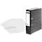Voordelige set mappen Schäfer Shop Select, DIN A4, rugdikte 80 mm, 20 stuks, zwart + 50 brochurevakken Premium, DIN A4, transparant, glad/helder