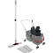 Voordelige set: schoonmaakwagen - dubbele emmer 2 x 27 liter - met pers - inclusief V-wing klephouder en 5 katoenen mops - Schäfer Shop Pure 