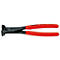 Tang met zwarte kaken en rode handgrepen, de tang is van het merk Knipex.
