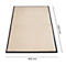 Beige rechthoekig vloerkleed met een zwarte rand. Afmetingen: 1200 x 800 mm.
