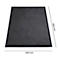 Donkergrijze vloerkleed met donkerblauwe rand, afmetingen 600 mm x 850 mm.