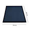 Donkerblauw rechthoekig tapijt, afmetingen: 750 x 850 mm.
