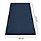 Donkerblauw tapijt met zwarte randen, afmetingen: 850 mm x 1500 mm. Het product is afgebeeld.