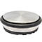 Ronde metalen deurstopper met zwarte rubberen ring.