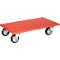 Rode transportrol met vier wielen.