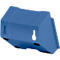 Blue, trapezoidal wall mount with two hanging holes and black feet.