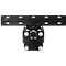 Black TV bracket, horizontally oriented. Upper mounting plate with holes, below a swivel joint.