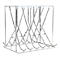 Metal wine rack with curved supports on a white background.