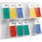 Transparent wall organizer with colored labels, featuring the word "helit."