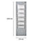 Grey brochure holder with seven compartments, dimensions 1020 x 310 mm.