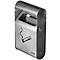 Metall-Aschenbecher mit Zigarettensymbol und Logo.