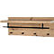 Wandgarderobe aus Holz. Mit Ablage, Kleiderstange und Haken. Brauntöne, modernes Design.