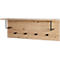 Wandgarderobe aus Holz mit Ablage und schwarzen Haken.