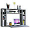 Wandila wandbureau, ideaal voor thuiskantoor, uitklapbaar tafelblad &amp; 7 vakken, B 900 x D 200/670 x H 600 mm, hout, grijs