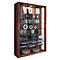 Wandkast Vitrosa Mini - B 590 x D 180 x H 910 mm - met LED-verlichting - 8 legborden - glas en hout - kern notendecor