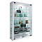 Wandkast Vitrosa Mini - B 590 x D 180 x H 910 mm - met LED-verlichting - 8 legborden - glas en hout - wit